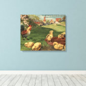 Rooster en kippen canvas afdruk (Insitu (Houten vloer))