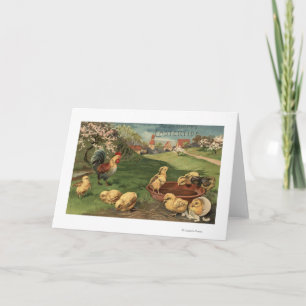 Rooster en kippen feestdagen kaart