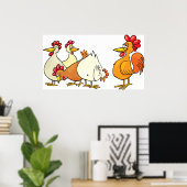 Rooster en kippen poster (Thuiskantoor)