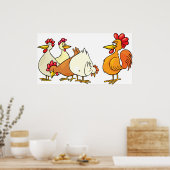 Rooster en kippen poster (Keuken)