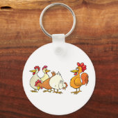 Rooster en kippen sleutelhanger (Voorkant)