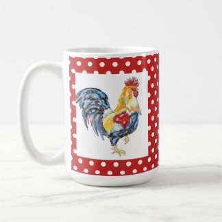 Rooster en Red Polka-Dot Mok