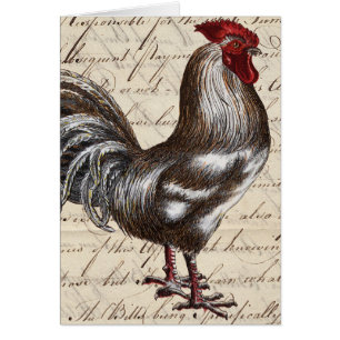 Rooster en Vintage Ephemera Blank Alle aanvallen