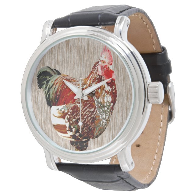 Rooster Extrovert, Unisex Horloge (Gekanteld)