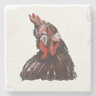 Rooster Farmhouse Painting Marble Stone Onderzette Stenen Onderzetter