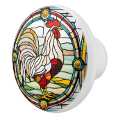 Rooster Faux Glas in lood Keramische Knop (Rechts)