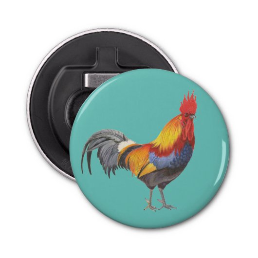 Rooster flesopening button flesopener (Voorkant)