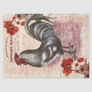 Rooster Floral Ephemera ontkoppeling Tissuepapier