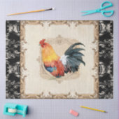 Rooster -Franse Damask Black Decoupage Tiss Tissuepapier (Craft)