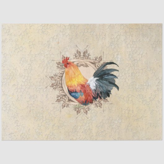 Rooster  Franse keuken Damask-ontkoppeling Tissuepapier (Voorkant)