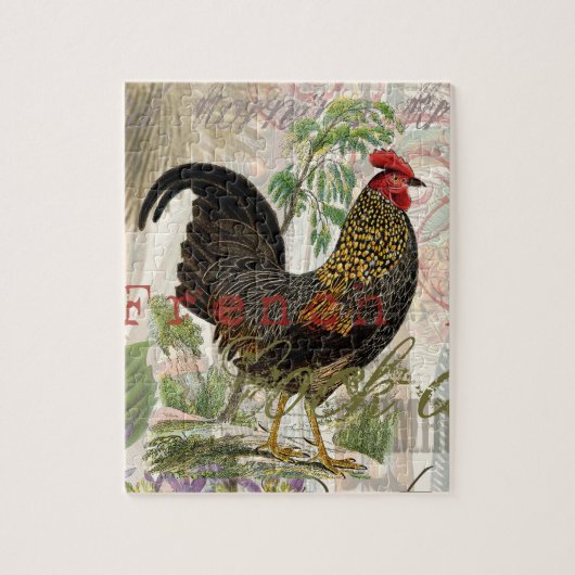  Rooster French Collage Art Legpuzzel (Verticaal)