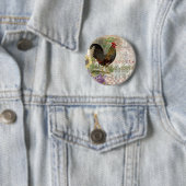  Rooster French Collage Art Ronde Button 5,7 Cm (In situ)