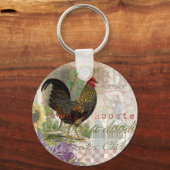  Rooster French Collage Art Sleutelhanger (Voorkant)