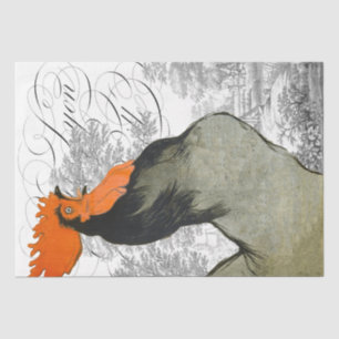 Rooster French Script Farmhouse Country Decoupage Tissuepapier