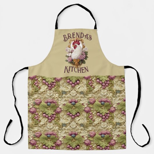 Rooster & Grapes Heraldic Crest, in wheat, Schort (Voorkant)