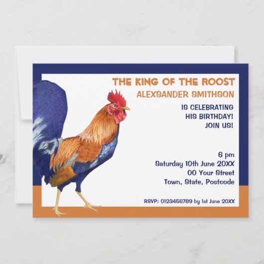 Rooster grens Birthday Party Invitation Kaart (Voorkant)
