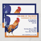 Rooster grens Birthday Party Invitation Kaart (Voorkant / Achterkant)