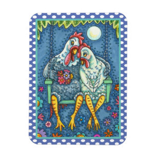 ROOSTER HEN CANOODLES, KUTE KIEZEN ZEETHEARTS MAGNEET