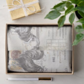 Rooster Hen French Script Farmhouse Bird Decoupage Tissuepapier (Geschenk)
