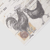 Rooster Hen French Script Farmhouse Bird Decoupage Tissuepapier (Detail)