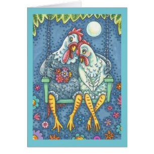 ROOSTER & HEN LOVERS, CARTE DE REMARQUE POULET Vid