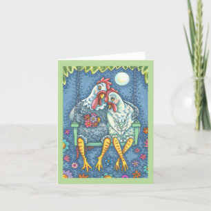 ROOSTER & HEN LOVERS, KICKEN NOTE KAART Blank