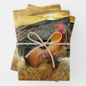 Rooster Hens Rustic Barn Coop Inpakpapier Vel (In situ)