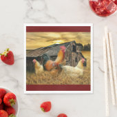 Rooster Hens Rustic Barn Coop Servet (Insitu)