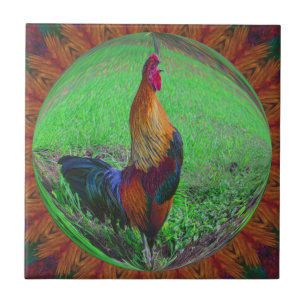Rooster in de Natuur Abstracte kunststapel Tegeltje