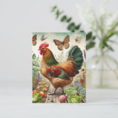 Rooster in de tuin briefkaart (Staand voorkant)