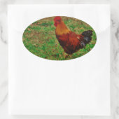 Rooster in de Yard Ovale Sticker (Tas)