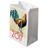 Rooster Jaar 2017 Groet in Chinese M Gift Bag Medium Cadeauzakje (Achterkant Gekanteld)