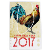 Rooster Jaar 2017 Groet in Chinese M Gift Bag Medium Cadeauzakje (Voorkant)