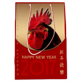 Rooster Jaar 2017 Groet in Chinese M Gift Bag Medium Cadeauzakje (Voorkant)