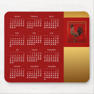 Rooster Jaar 2017 Kalender Mousepad 2 Muismat
