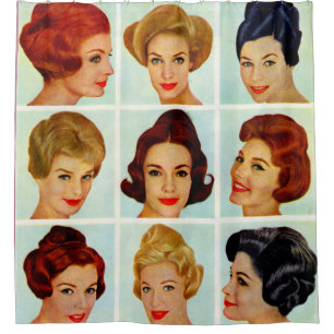 Rooster kapsels 1960 douchegordijn