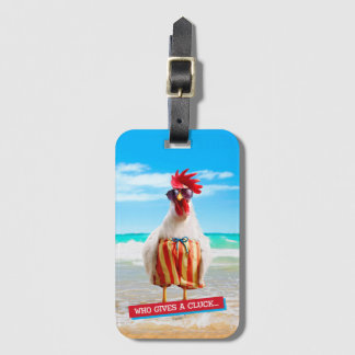 Rooster Kerel Chillin bij Beach in Swim Trunks Bagagelabel