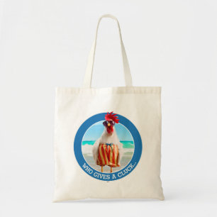 Rooster Kerel Chillin bij Beach in Swim Trunks Tote Bag