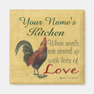 Rooster Keukenmagneet Gepersonaliseerd met Jouw na Magneet