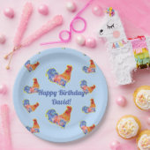 Rooster Kippen Boys Happy Birthday Naam Papieren Bordje (Feest)