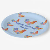 Rooster Kippen Boys Happy Birthday Naam Papieren Bordje (Gekanteld)
