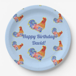 Rooster Kippen Boys Happy Birthday Naam Papieren Bordje