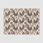 Rooster  kippenpatroon verouderd tissuepapier (Voorkant)