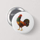 Rooster Kitchen Crate Art Ronde Button 5,7 Cm (Voorkant /achterkant)