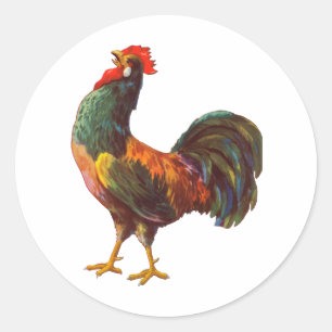 Rooster  Kitchen Crate Art Ronde Sticker