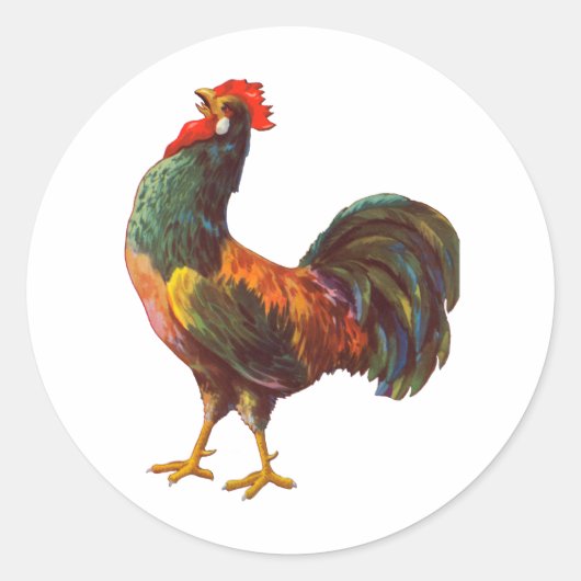 Rooster  Kitchen Crate Art Ronde Sticker (Voorkant)
