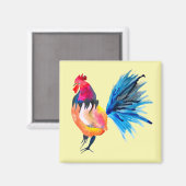 Rooster kleurige waterverf illustratie magneet (Voorkant / Achterkant)