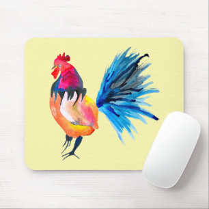 Rooster kleurige waterverf illustratie muismat