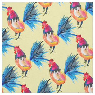 Rooster kleurige waterverf illustratie stof