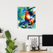 Rooster Kleurrijke Waterverf Poster (Thuiskantoor)